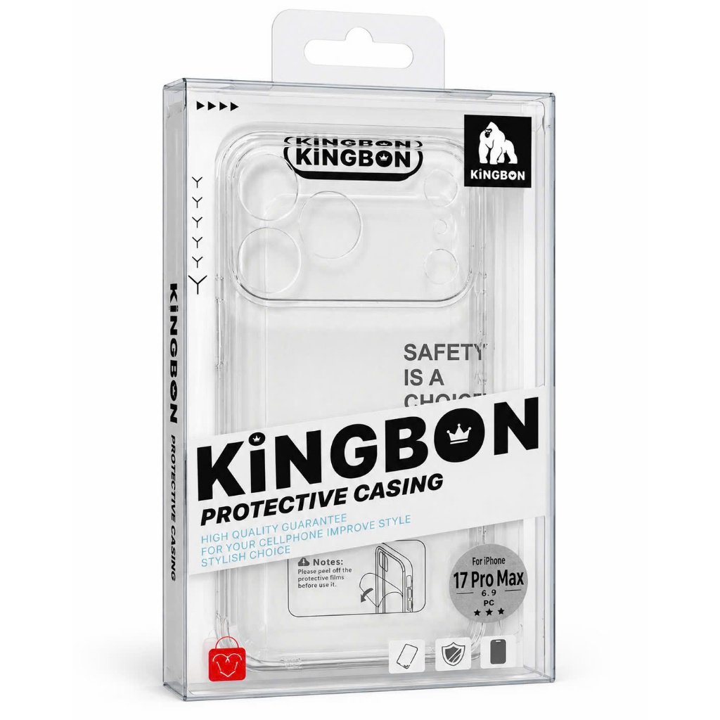 Ốp Lưng iPhone KiNGBON PC Nhựa Trong Suốt Chống Ố cho iP 11 đến 17 Pro Max