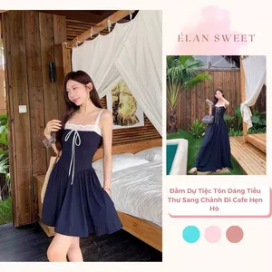 Váy Hai Dây Bản To Phối Ren Ngực, Đầm Dự Tiệc Dáng Ngắn Tôn Dáng Tiểu Thư Sang Chảnh Đi Cafe Hẹn Hò
