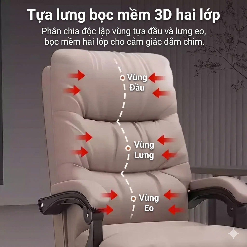 Ghế giám đốc Ghế xoay văn phòng đệm dày 15cm bọc da PU cao cấp êm ái Pehouse