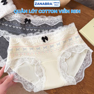 Quần Lót Nữ cạp vừa viền phối ren cá tính, Quần Chip Nữ cotton mềm mại form ôm dáng đáy lót kháng khuẩn ZANABRA L6011