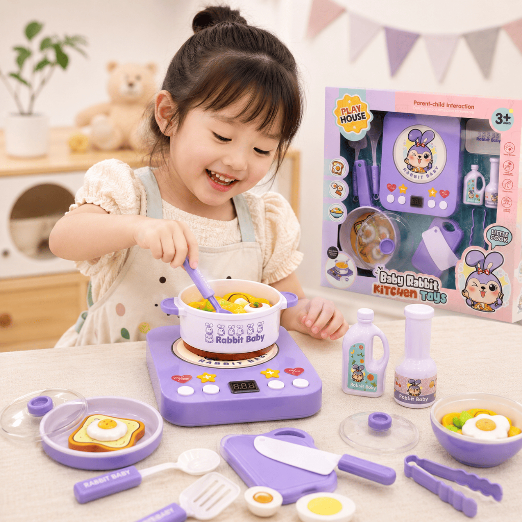 Bộ Đồ Chơi Nhà Bếp Baby Rabbit Kitchen Toys Cho Bé, Đồ Chơi Bếp Mini, Đồ Chơi Nấu Ăn Cho Bé
