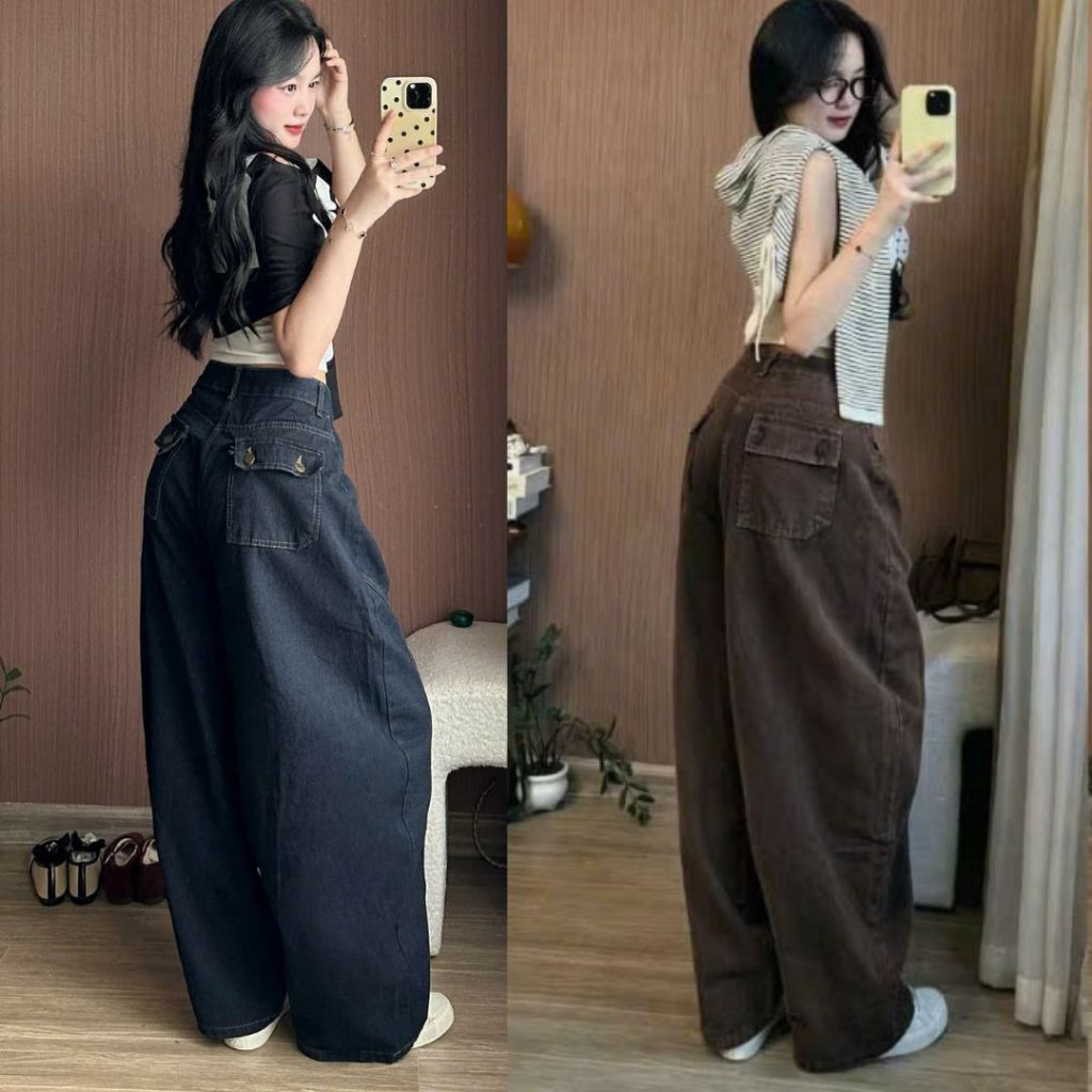 Quần Jeans Nữ Ống Cong Phối Line Chỉ Nổi Túi  Sau Cá Tính Tôn Dáng Che Khuyết Điểm Thoải Mái Đi Làm Đi Học Joolate 996