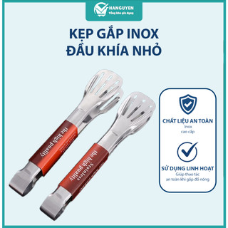 Kẹp gắp thức ăn inox 304 đầu khía dùng gắp đồ nướng đá thực phẩm cho nhà bếp nhà hàng
