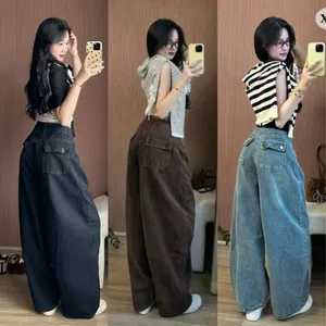 Quần Jeans Nữ Ống Cong Phối Line Chỉ Nổi Túi Sau Cá Tính Tôn Dáng Che Khuyết Điểm Thoải Mái Đi Làm Đi Học Joolate 996