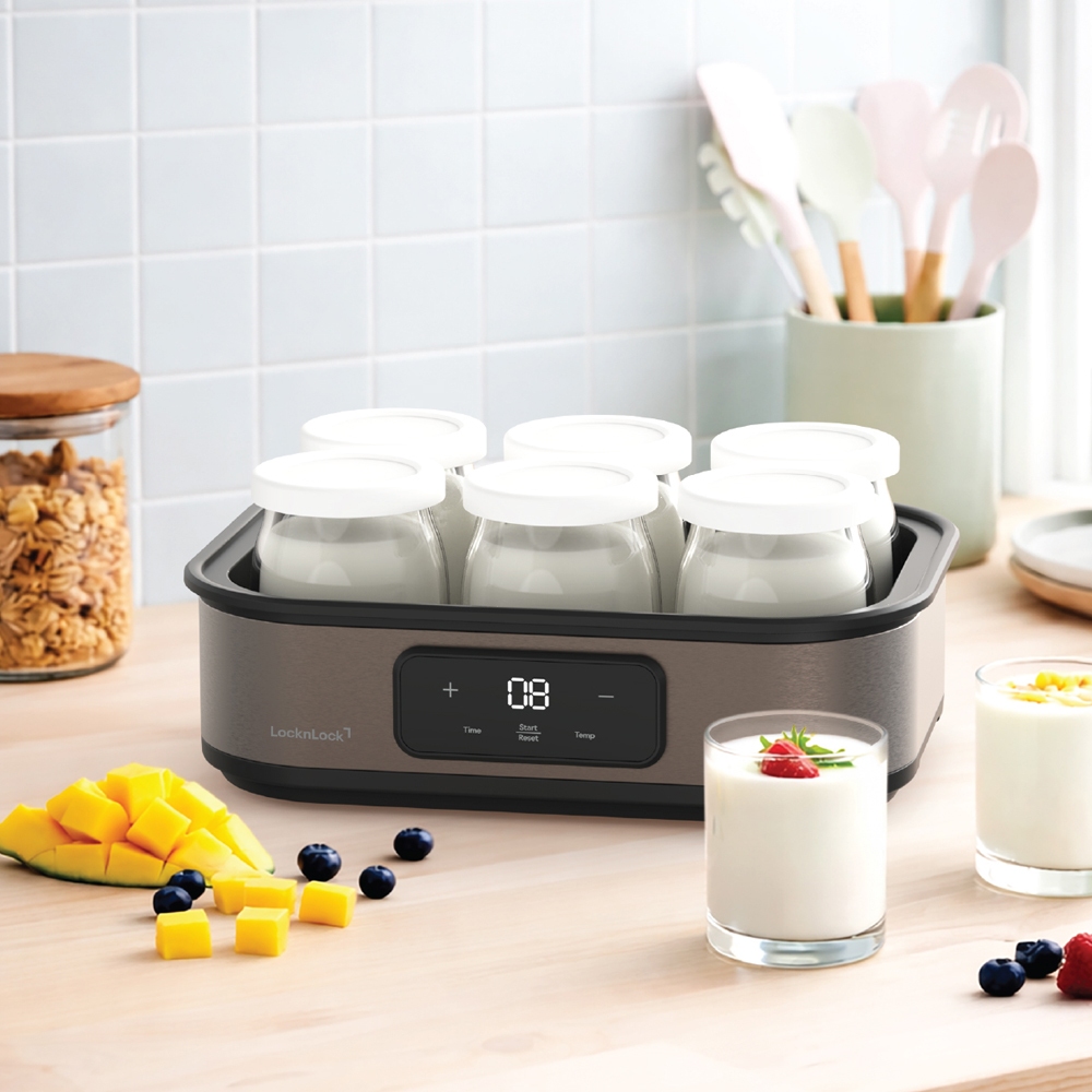 Máy Làm Sữa Chua LocknLock Digital yogurt maker EJY213GRY 1.08L kèm 6 hũ thủy tinh Màu xám - K-MALL