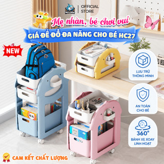 Kệ Đựng Đồ Đa Năng Có Bánh Xe, Giá Để Cặp Sách Đồ Dùng Học Tập Cho Bé, Chất Liệu Nhựa PP Cao Cấp Chịu Lực Tốt - HC27