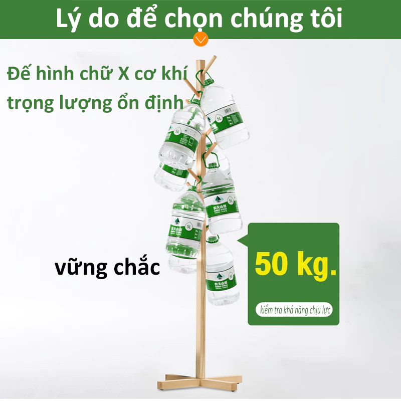Giá treo quần áo gỗ tre tự nhiên chân chữ X nhiều móc chịu lực cao 3 màu Chất lượng giao hàng nhanh