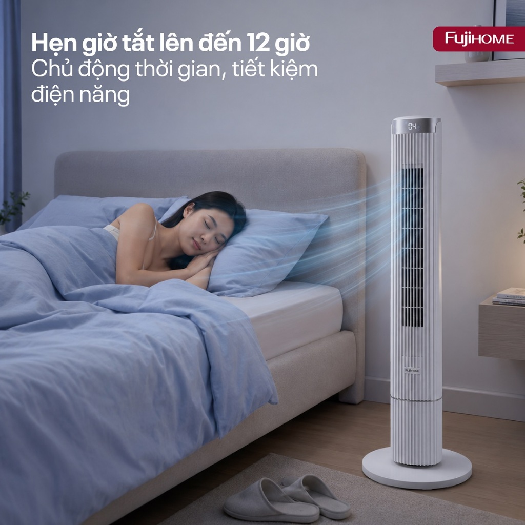 Quạt tháp Inverter làm mát nhanh TF-21HL.DC Nhập Khẩu FUJIHOME, quạt điện cây lọc không khí sạch