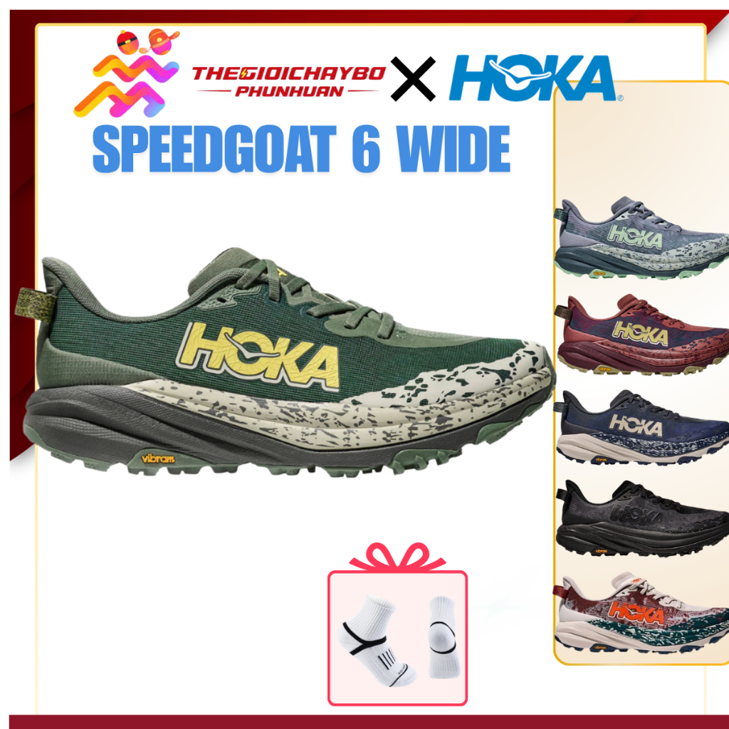 [Voucher 28%] Giày Chạy Bộ Nam Nữ HOKA Speedgoat 6 Wide - Giày Chạy Trail Bám Địa Hình