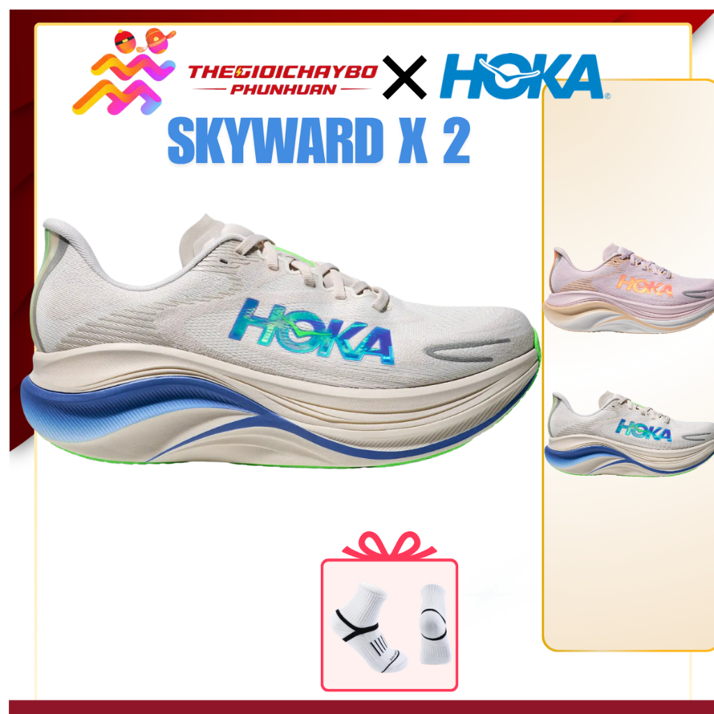 Giày Chạy Bộ Hoka Skyward X 2 – Giày Tập Luyện Super Trainer Tấm Carbon Siêu Đẩy, Đệm PEBA Siêu Nảy Cho Marathon