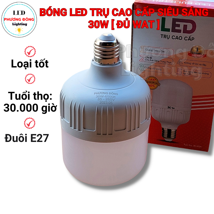 Bóng Đèn LED Trụ Cao Cấp 30W Siêu Sáng, Tiết Kiệm Điện, Bảo Hành 1 Đổi 1 ĐỦ WAT