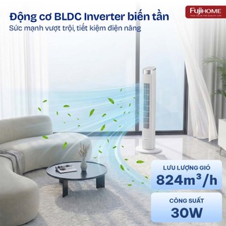 Fujihome TF-21L-DC Quạt Tháp Inverter Thông Minh – Gió Êm, Lọc Không Khí, Điều Khiển Cảm Ứng