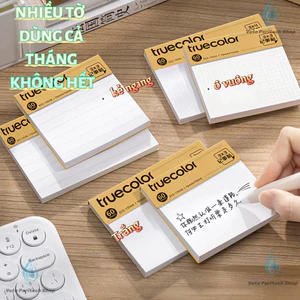 Giấy Note Dán Truecolor Màu Gỗ Tự Nhiên 60 Tờ Giấy Ghi Chú Xé Dán Tiện Lợi Kẻ Ngang / Caro / Trắng Cho Học Tập Văn