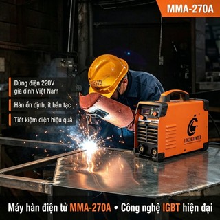 Máy hàn MMA Inverter 270A 220V, BH 1 năm, dùng gia đình & công trình, kèm phụ kiện