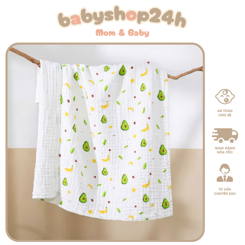 ( Được Chọn Mẫu) Khăn Tắm Xô Nhăn 6 Lớp Cho Bé Sơ Sinh Vải Xô Mềm Mịn Kích Thước 1m x 1m