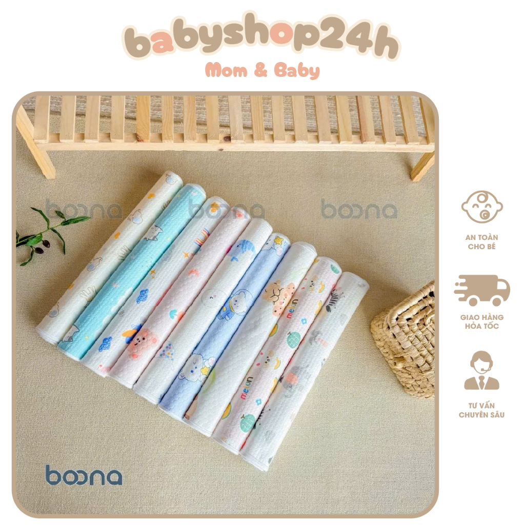 Tấm Lót Chống Thấm BOONA – MANNY  Bề Mặt Organic Mềm Mịn Và Thoáng Khí Lót Chống Thấm KT 50X70CM