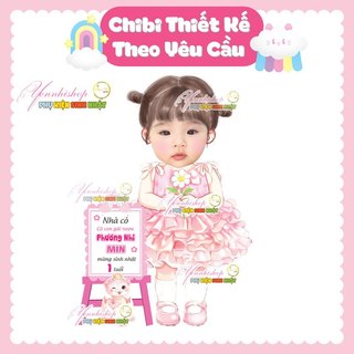 Chibi cảm ơn cho bé gái thiết kế theo yêu cầu Yến Nhi Shop