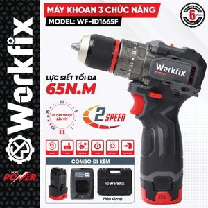 Máy Khoan Pin Workfix WF-ID1665F 3 Chức Năng – Lực Siết 65Nm, Đầu 13mm, 2 Tốc Độ, Khoan Búa Bắt Vít 16.8V