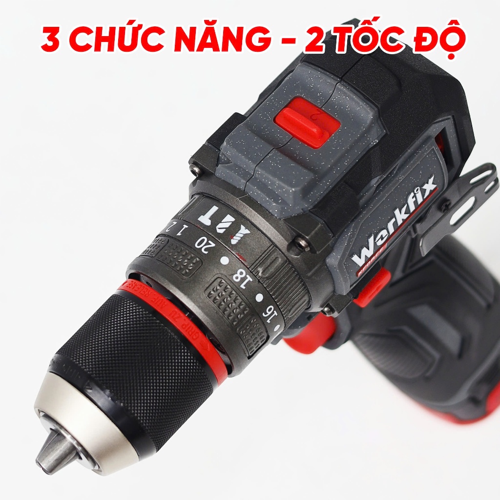 Máy khoan Workfix WF-ID1665F - Lực siết 65N.m - 3 Chức Năng - Đầu 13mm - Không Chổi Than