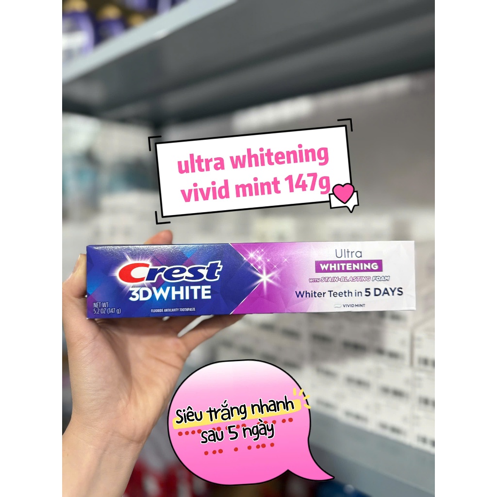 Kem Đánh Trắng Răng Crest 3D White Radiant Mint/ Advanced Whitening / Deep Clean/ Pro Health Advanced Đủ Mùi Hương