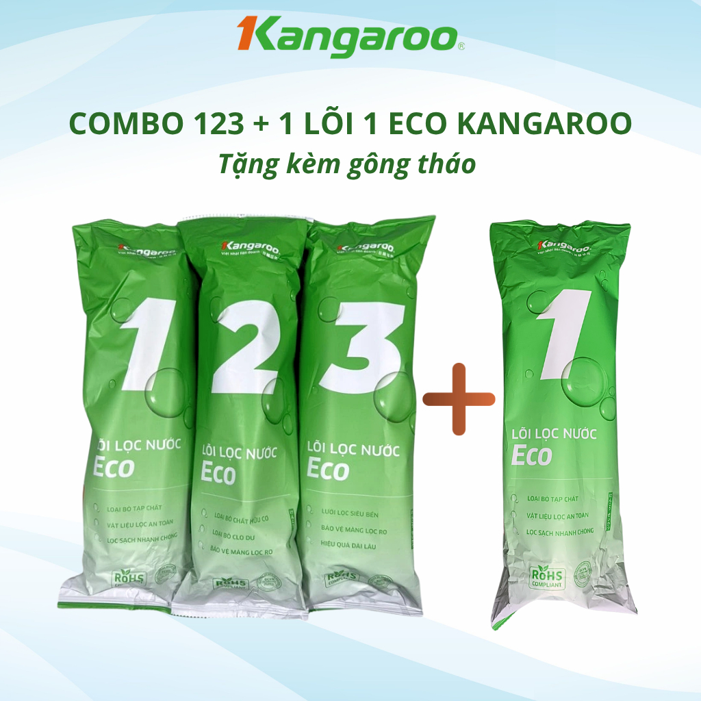 (Tặng gông 10") Bộ 5 Lõi Lọc Thô Kangaroo (123+11) hoặc 4 lõi (123+1) Có Thể Dùng Trong 1 Năm Hàng Chính Hãng