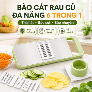 Máy Thái Lát Qcooker Thái Rau Củ Đa Năng Kèm 6 Lưỡi Dao èm Bảo Vệ Tay Cầm, Nạo Củ Quả