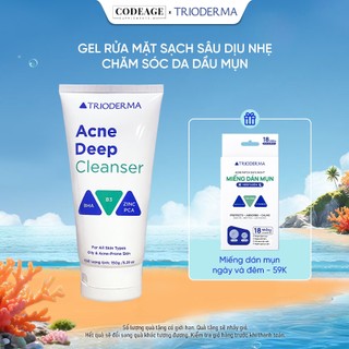 Gel Rửa Mặt Trioderma  BHA giúp làm sạch sâu, kiểm soát dầu nhờn và hỗ trợ điều giảm mụn Acne Deep Cleanser 150g