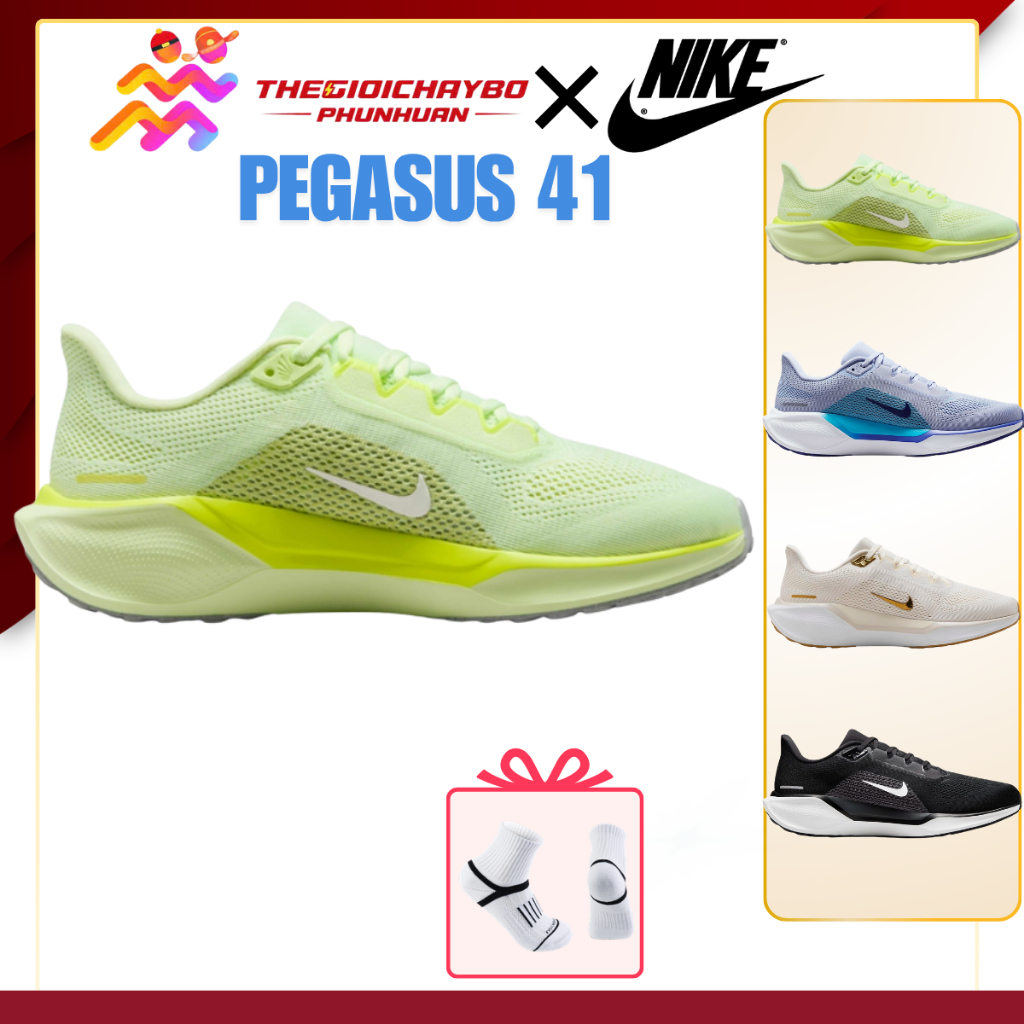 [Voucher 22%] Giày Chạy Bộ Nam/Nữ Nike Pegasus 41 -  Black/Anthracite/White