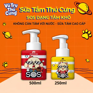 Sữa tắm khô cho Chó Mèo dạng bọt SOS, dịu nhẹ cho Chó con, mèo con