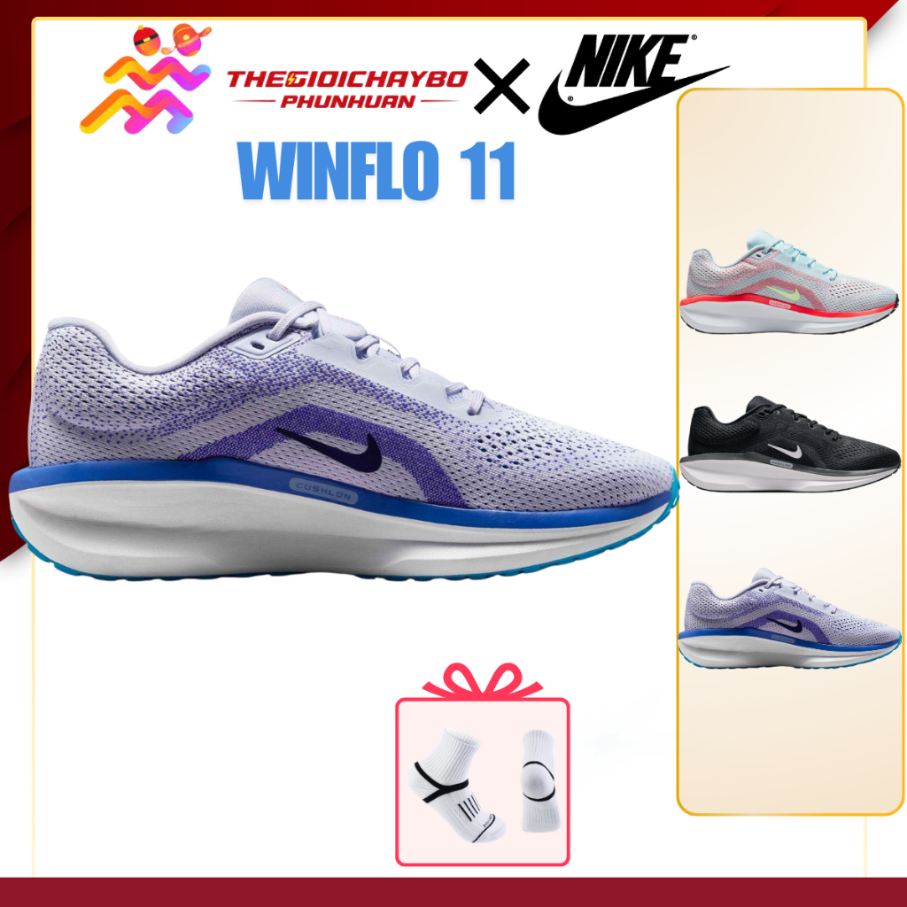[Voucher 22%] Giày Chạy Bộ Nam/Nữ Nike Winflo 11 - Glacier Blue/Bright Crimson/Barely Volt