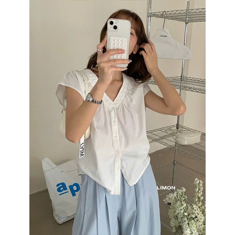 𝗘𝗺𝗲𝗺 -Áo Linen cổ V