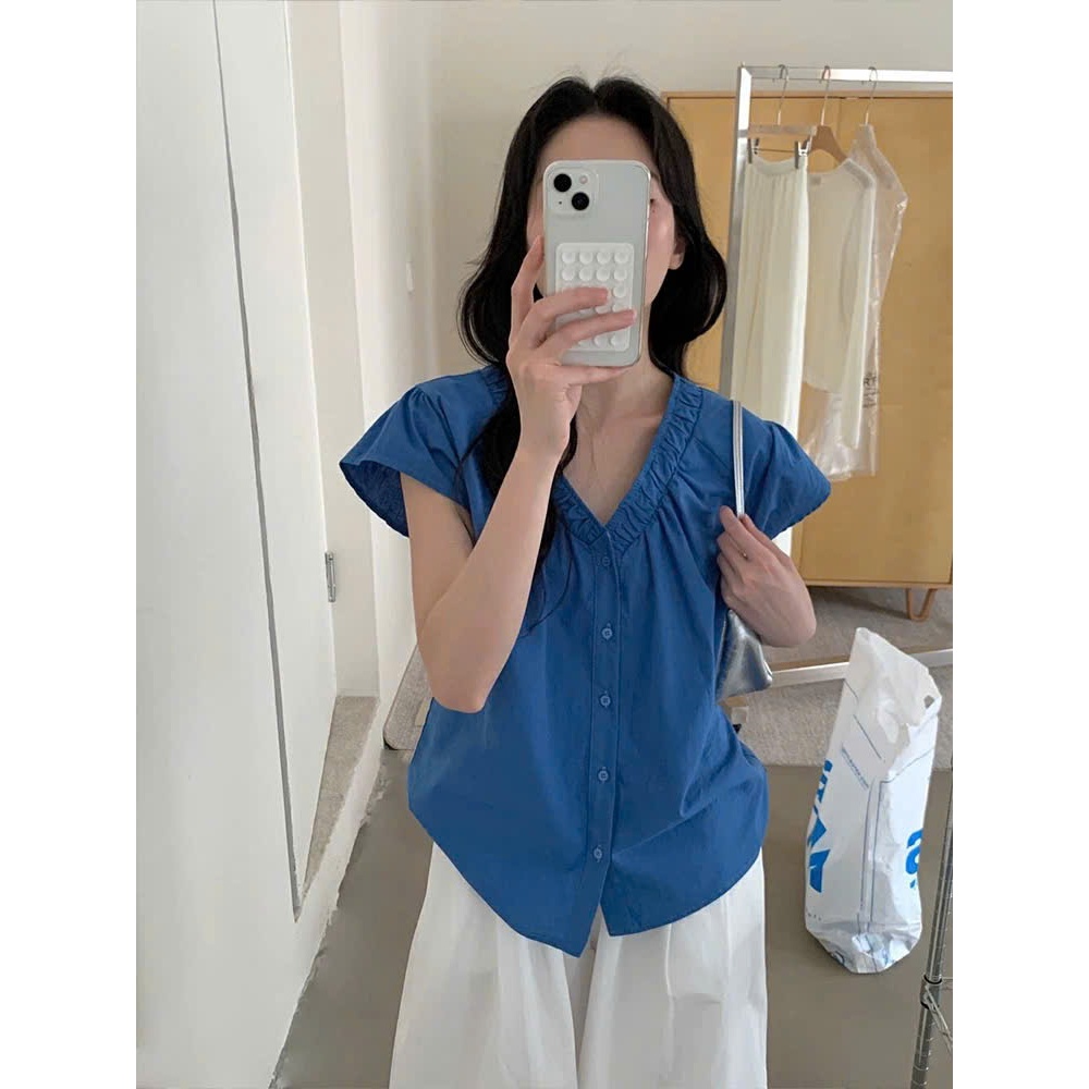 𝗘𝗺𝗲𝗺 -Áo Linen cổ V