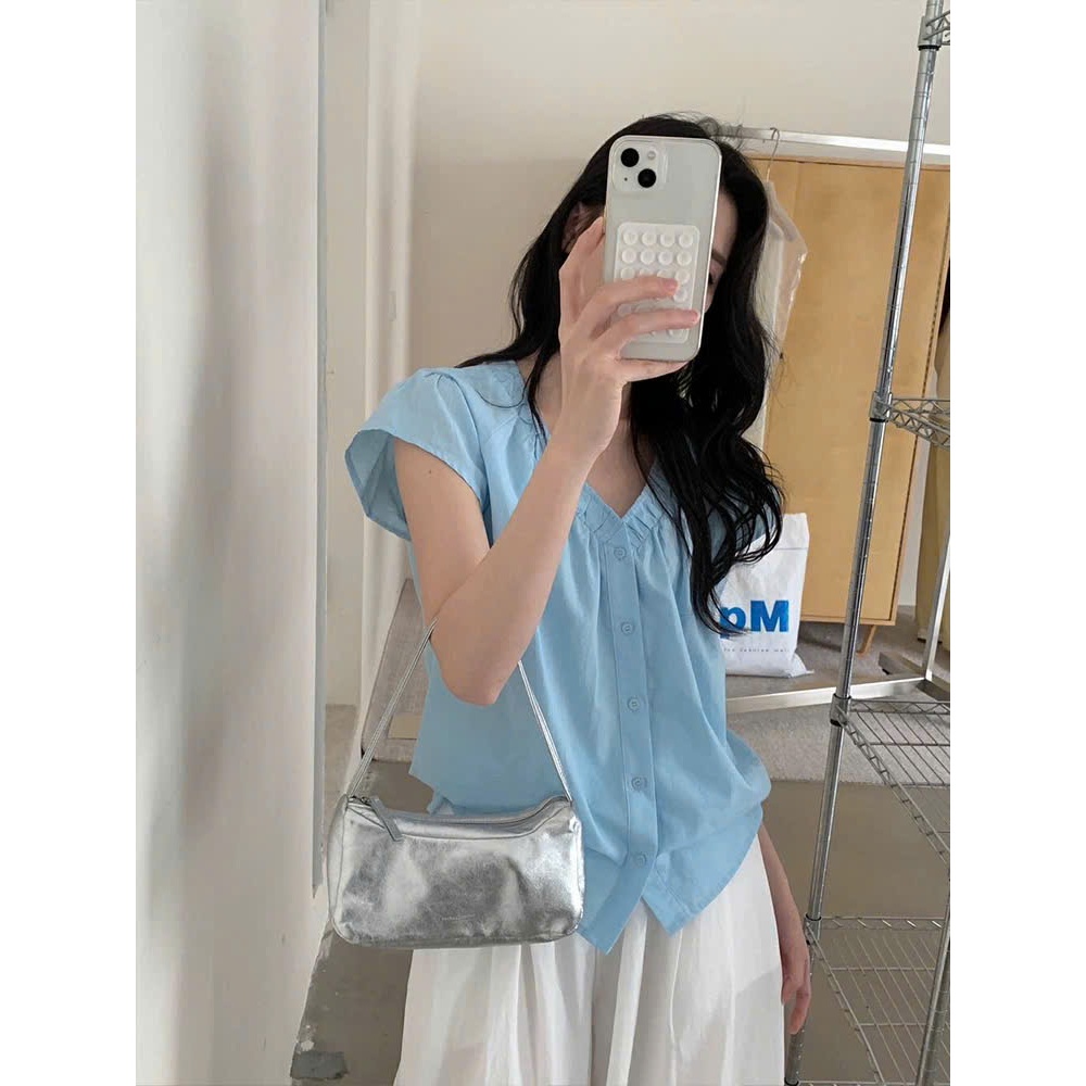 𝗘𝗺𝗲𝗺 -Áo Linen cổ V