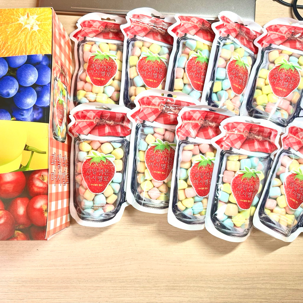 [Sẵn] Combo 10 Gói Marshmallow Trái Cây 70g 🍓 Kẹo Dẻo Nhân Nước Ép – Ngọt Dịu, Mềm Mịn, Ăn Vặt Cực Ngon gói 70g