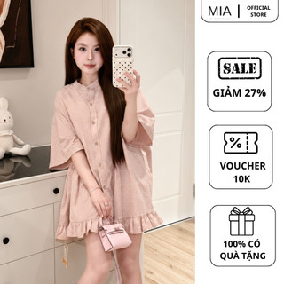 Áo sơ mi chấm bi form rộng MIA nữ tay lỡ phong cách tiểu thư Hàn Quốc cực xinh hè A20