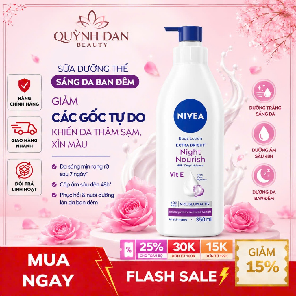 Sữa Dưỡng Thể NIVEA Dưỡng Sáng Mịn Da Ban Đêm (350 ml)