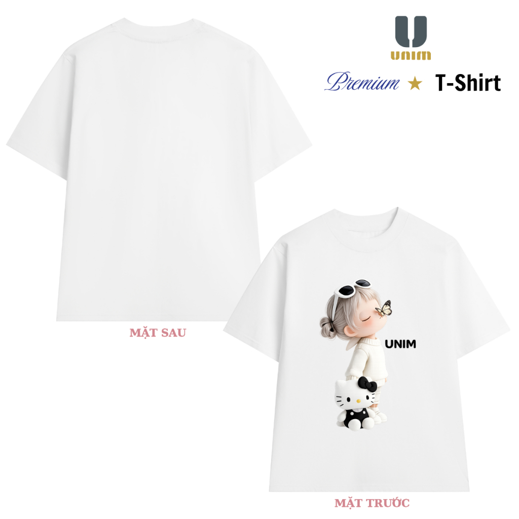 Áo Thun Em Bé Kitty Unim Fashion Chất Liệu Cotton Cao Cấp Form Rộng Co Giãn 2 Chiều Hình In Bền Đẹp