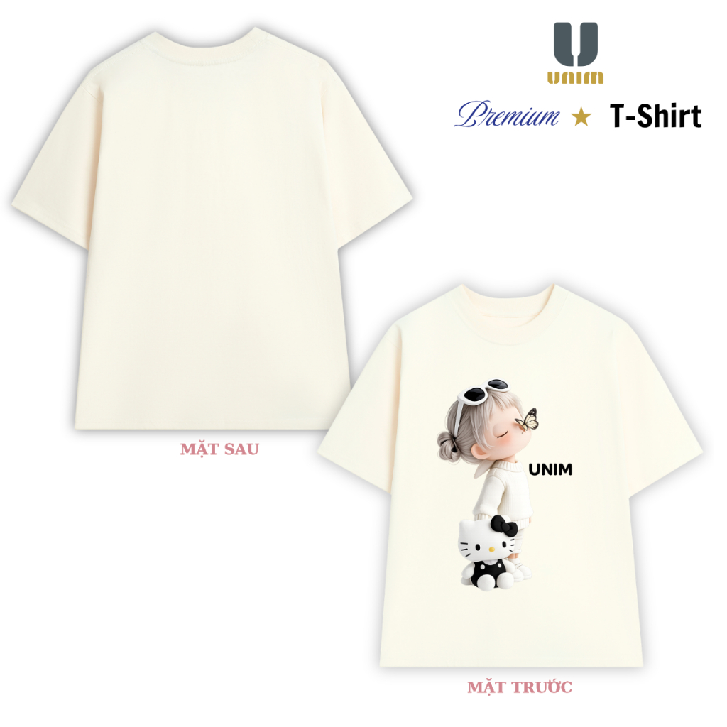 Áo Thun Em Bé Kitty Unim Fashion Chất Liệu Cotton Cao Cấp Form Rộng Co Giãn 2 Chiều Hình In Bền Đẹp