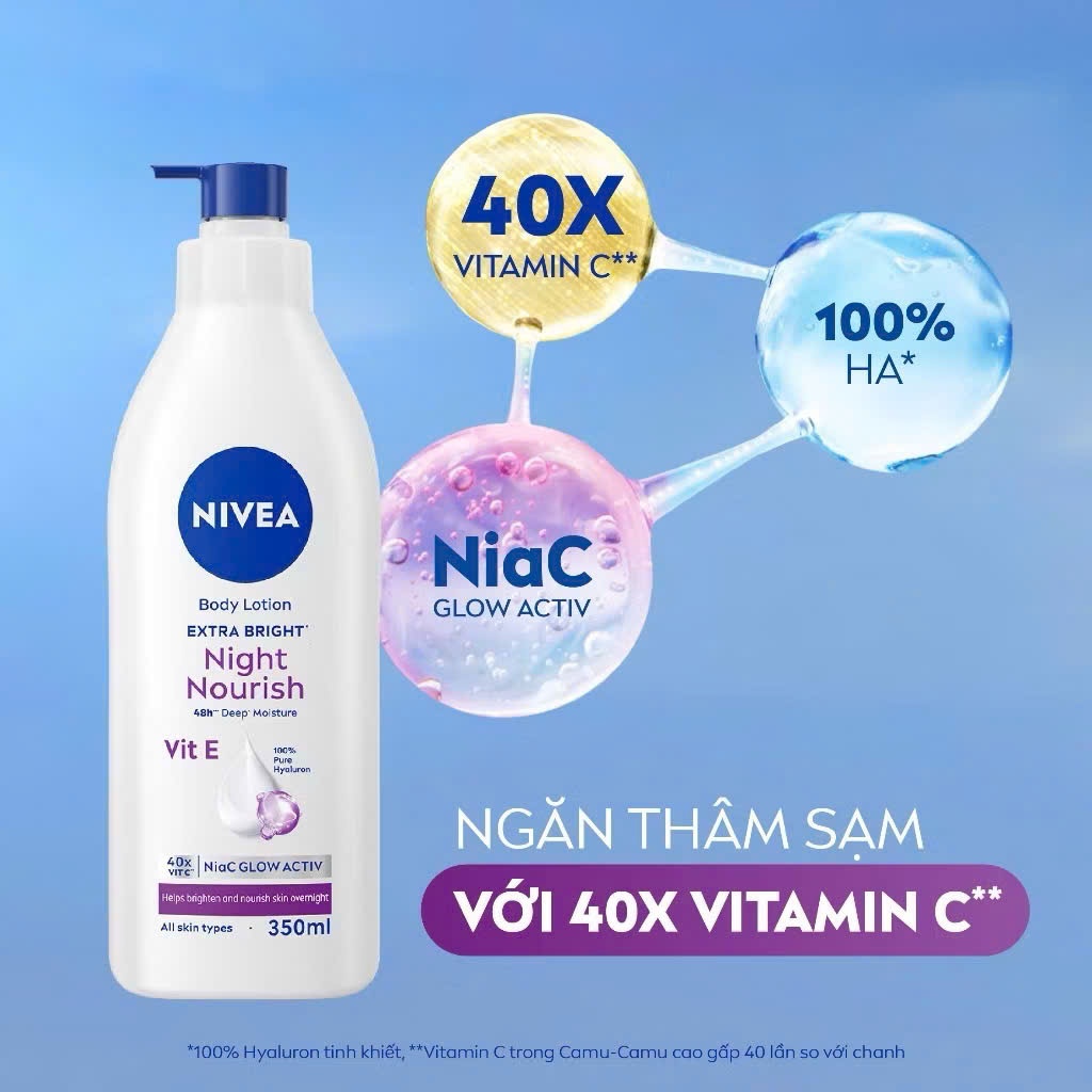 Sữa Dưỡng Thể NIVEA Dưỡng Sáng Mịn Da Ban Đêm (350 ml)