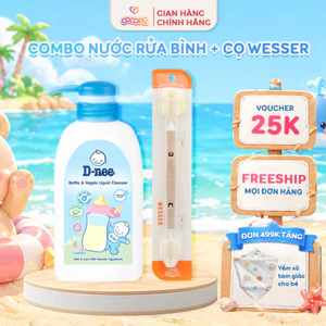 Cọ Wesser Và Nước Rửa Bình Dnee 500ML Thái Lan - Combo Vệ Sinh Bình Sữa - Cocoro Baby
