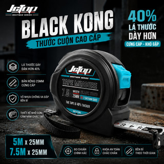 Thước Cuộn Lỗ Ban 2 Mặt JCTOP Black Kong S009 5M/7M 25MM, Lá Thước Dày Hơn 40%, Khóa Hãm Chắc Chắn