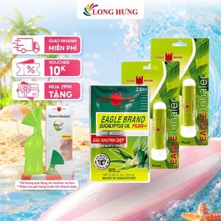 Combo dầu khuynh diệp con ó Eagle Brand Eucalyptus Oil Plus+ (25ml) + 02 ống hít thông mũi con ó Eagle Inhaler (1.1g)