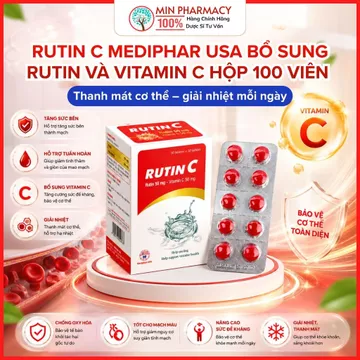 Rutin C Mediphar USA Bổ sung Rutin và vitamin C Làm bền thành mạch, giảm chảy máu chân răng