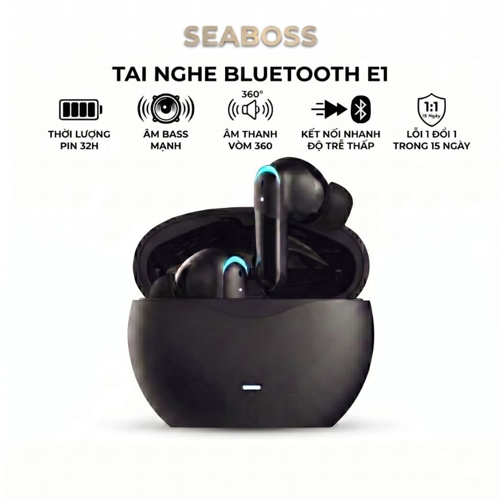 Tai nghe Bluetooth không dây Pin trâu, bass mạnh, kết nối nhanh độ trễ thấp, âm thanh vòm, chống ồn