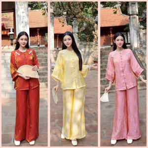 Set áo bà ba gấm thọ dơi tencel ánh kim cao cấp | An Nhiên