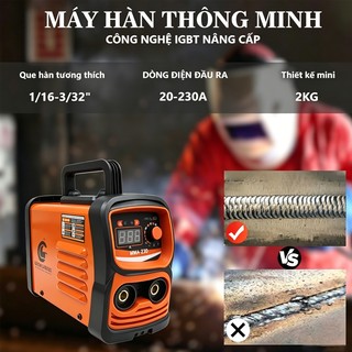 Máy hàn que mini 230A IGBT - Nhỏ gọn, mạnh mẽ, mở hộp dùng ngay, bảo hành 1 năm