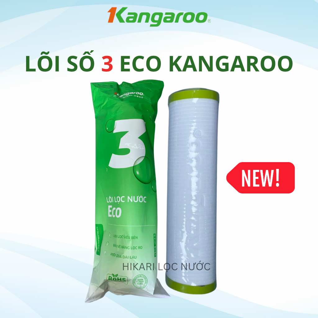 Lõi Lọc Thô Số 3 Kangaroo PP 1 Micron Mẫu Mới ECO Chính Hãng Dành Cho Máy Lọc Nước RO Có 3 Cốc 10 inch
