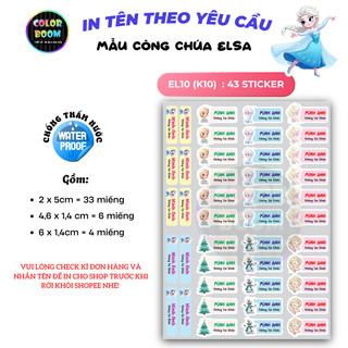 In theo yêu cầu -Set Sticker Dán Đồ Dùng Cho Bé - Hình Elsa - Decal PVC chống thấm - Colorboom