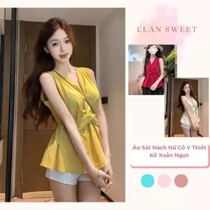 Áo Sát Nách Nữ Cổ V Thiết Kế Xoắn Ngực, Áo Kiểu Peplum Che Bụng Tôn Eo Đi Làm Đi Chơi Sang Chảnh
