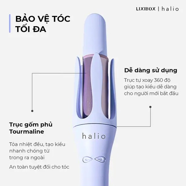 [VHL x LIXIBOX] PREMIUM - Máy Uốn Tóc Tự Động Xoay Halio InstaCurl Premium Automatic Tặng Bông Tẩy Trang Silcot